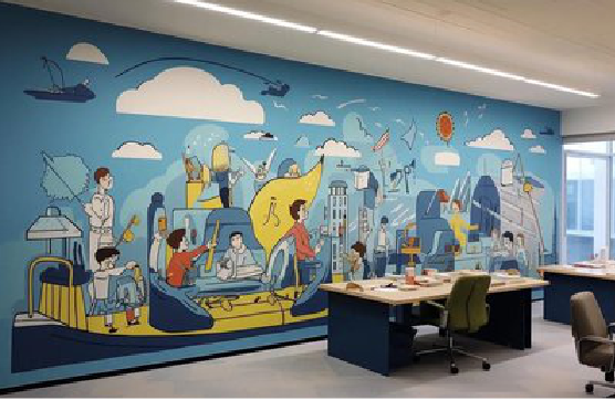 罗田办公室墙绘的特点。