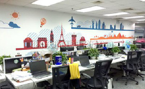 罗田教你设计办公室墙绘的方法。